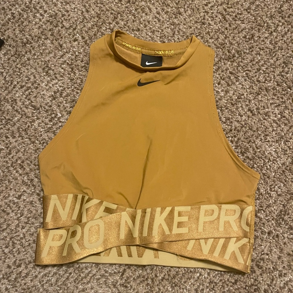 Mustard Nike Pro crop top size small